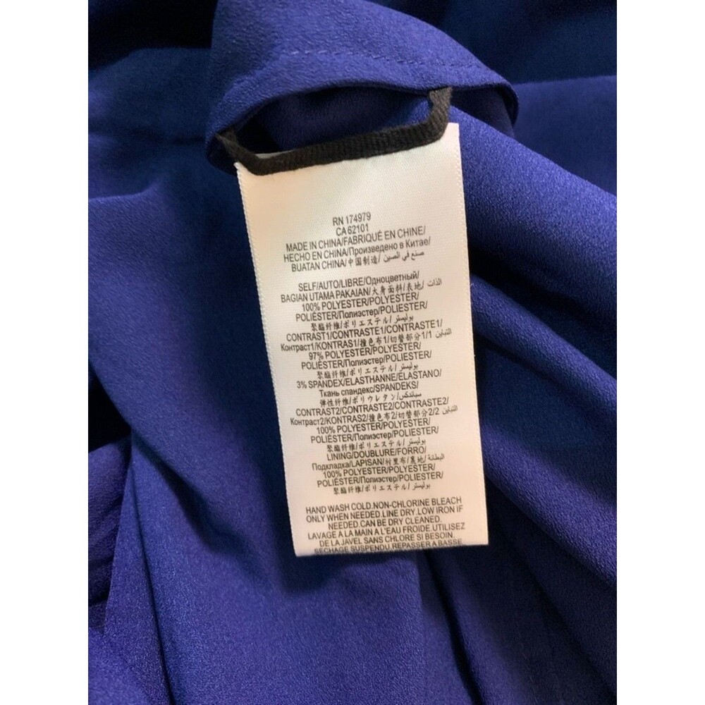 BCBGMAXAZRIA Velvet Embroidered Tulle Midi Dress Strapless Navy Black Women’s 4 - Picture 8 of 9